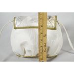 NAS Ivory Gold Silver Metallic Textured Leather Crossbody Bag Vintage 80s Photo 3