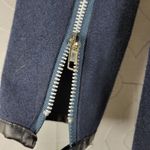 Jeykay Womens Cardigan Jacket Navy Blue Leather Trim Asymmetric Drape Open Front Size undefined Photo 10