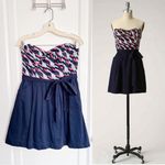 Anthropologie Maeve • Signal Flag Dress strapless mini sundress red white blue Photo 1