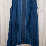 Knox Rose Womens Duster Vest Size S Blue Lace Boho Draped Festival Y2K Layering Photo 0