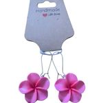 Handmade Pink Flower Dangle Earrings  Photo 0