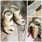 Mootsies Tootsies Block Heel Tan Taupe Faux Leather Sandals, sz. 7 Photo 3