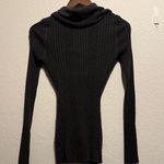 Pink republic  Gray Ribbed Cowl Neck Sweater Size S Stretchy Cozy Knit Charcoal Photo 6