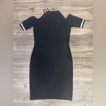 Poof Couture Elegant Black Midi Dress with White Trim Size M Photo 4