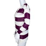 Loft Sweater Womens Extra Small White Purple Stripe Linen Cotton Casual Preppy Photo 2
