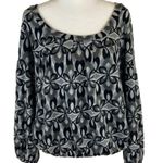 Funky People Black and Gray Floral Elastic Waist Puff Sleeve Top Size XL Photo 1