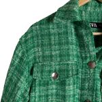 ZARA  Green Woven Plaid Tweed Button Front Shacket Overshirt Size XS Photo 5