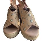 Rebecca Minkoff  Tan Silver Studded Wedge Sandals Size 7.5 Photo 2