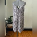 ZARA  Fringe Sequined Silver Mini Spaghetti Dress Photo 1