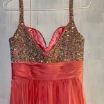 La Femme  Women's Size 6‎ Pink Coral Long Prom Dress with Iridescent Beads Photo 3