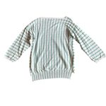 Escada Sport Teal White Stripe Sweater Stretch Cropped Sleeves Cotton Medium Blue Photo 6