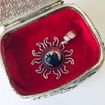 Mexico 925 925 Mexico Sterling Silver Moon And The Sun Black Stone Pendant Necklace Photo 2