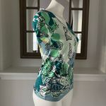 Ann Taylor  Crew Neck Top Cotton Marine Green Multi Short Sleeve Size S NEW Photo 5