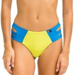 Aviator Nation  HI-WAISTED SIDE CUT OUT COLOR‎ BLOCK BRIEF BIKINI BOTTOMS size xs Photo 0