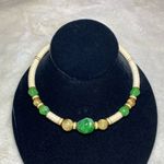 Gay Boyer Vintage Green Lucite Paper Beaded Necklace EUC Photo 0
