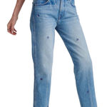 Lucky Brand  Sienna Boyfriend Jeans 4/27 Light Wash Embroidered Raw Hem Denim Photo 0