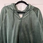 Aerie EUC  Dark Green Velour Zipped Hoodie Photo 2
