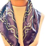 Vintage Italian 100% Acetate Scarf With Geometric Pattern Navy & Lime Green 22" Photo 0