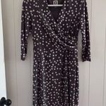 Anne Klein Ann Klein Polka Dot Wrap Dress in Brownish Gray and Beige Polka Dot Photo 0