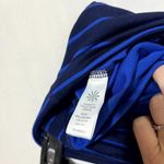 Athleta  Chaturanga Capri Legging Women's Medium Blue Striped‎ Stretch Logo Photo 7