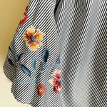 Allison Joy Allison Jay Striped Blouse embroidered floral bell‎ sleeve S Photo 1
