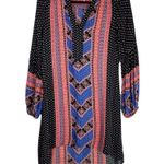 Free People  Peacemaker Tunic Dress Aztec Print High Low Vneck Boho Gypsy Rayon Photo 3