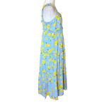 NOM Maternity Emma During And After Maxi Tank Dress Lemon Print Womens Large Blue Photo 5