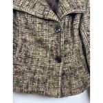 ZARA Woman Size 12 Tweed Plaid Blazer Jacket Green Brown Wool Blend Button Front Photo 3