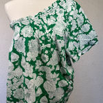 J.Crew Kelly Green Floral Smocked One-shoulder Cotton Summer Preppy Top Medium Photo 0