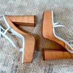 Miss Lola Retro White Strappy Platform Heels sz7.5 Photo 2