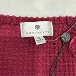 Socialite NWT  Burgundy V-Neck Waffle Knit Long Sleeve Thermal Shirt Photo 2