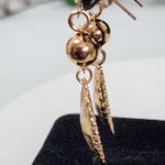 Gold Greek Key Design Heart Drop Earrings Photo 2