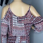 Paper Crane By Anthropologie Cold Shoulder Wine Black and White Dress Size Large Photo 7