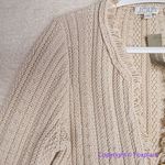 J.Crew NEW  Textured cable-knit lady jacket with fringe, color pale bone, size‎ M Photo 6