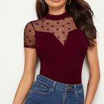 SheIn Burgundy Mock Neck Blouse Photo 0