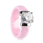Boutique 1 Carat Pink Ceramic Solitaire Simulated Diamond Ring,‎ Size 8 Photo 1