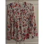 Lucky Brand  Women Floral Print Smocked Pintuck Long Sleeve Blouse Top S P Photo 1