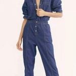 Free People NWOT  denim long sleeve jumpsuit Ari coveralls sz S Photo 0