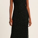 ZARA  Black Speckled Mesh Knit Midi Dress V-Neck Slip Lined – Size S Photo 0