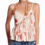 Free People  Melbourne Ruffle Ribbed Tank Frilly Floral Tiered Fairy Size Medium Photo 0
