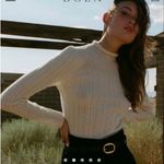 Doen Alpaca and silk mock neck lightweight cream sweater top Photo 2