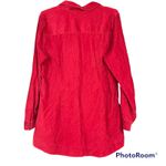 J. Jill Woman’s Red Button Down Corduroy Collared Shirt Size Medium Photo 5