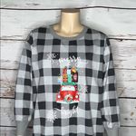 Woman Within 18/20 L Gray Buffalo Plaid Merry & Bright Christmas Sweatshirt Top Photo 1