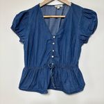 Derek Heart  100% Cotton Chambray Cropped Peplum Top Size M Photo 1