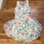 Bisou Bisou  Floral Drop Waist Sleeveless Mini Pastel Floral Dress size 6 V-Neck Photo 1