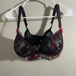 Cacique  Floral Lace Bra - Pink, Black, and Green Photo 1