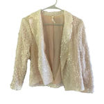Willow & Clay  Women's Cream Long Sleeve Blush Sequin Jacket Size Small Photo 0