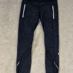 Lululemon  Womens Inspire II Yoga  Leggings  Black Blue‎ Zipped Pockets SIZE 4 Photo 0