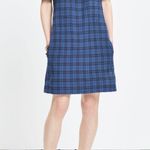 Madewell Women's Blue Plaid Off-the-shoulder Dress sz 2. Photo 0