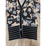 Sonia Rykiel Floral Stripe Knit Cardigan Sweater Medium M Made in Italy Viscose Black Photo 4
